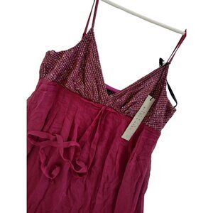 Maria Bianca Nero‎ Sequin Silk Blend Cocktail Dress Magenta Size S